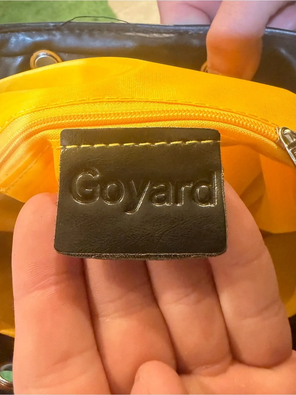 Goyard Yellow Backpack with Black Leather Trim